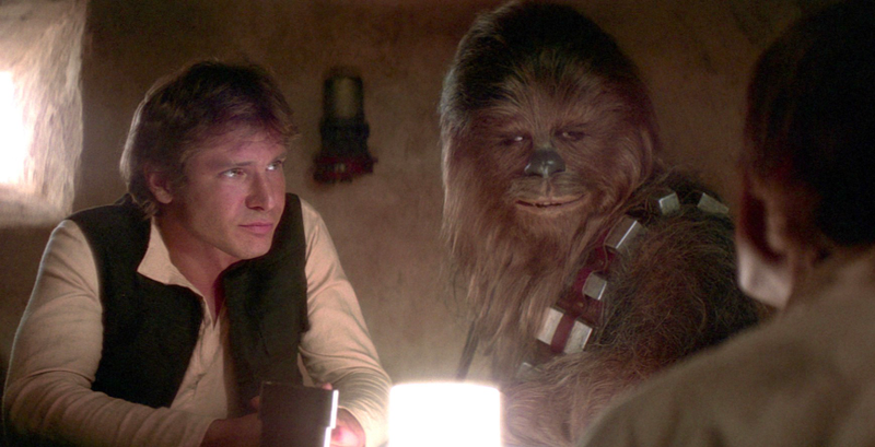 Han and Chewie the first time we meet them in A New Hope. This is the point everything is leading to.
